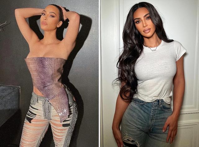 金·卡戴珊|金卡戴珊晒自拍,穿深V吊带裙,身材绝了!戴130万水晶钻石吊坠