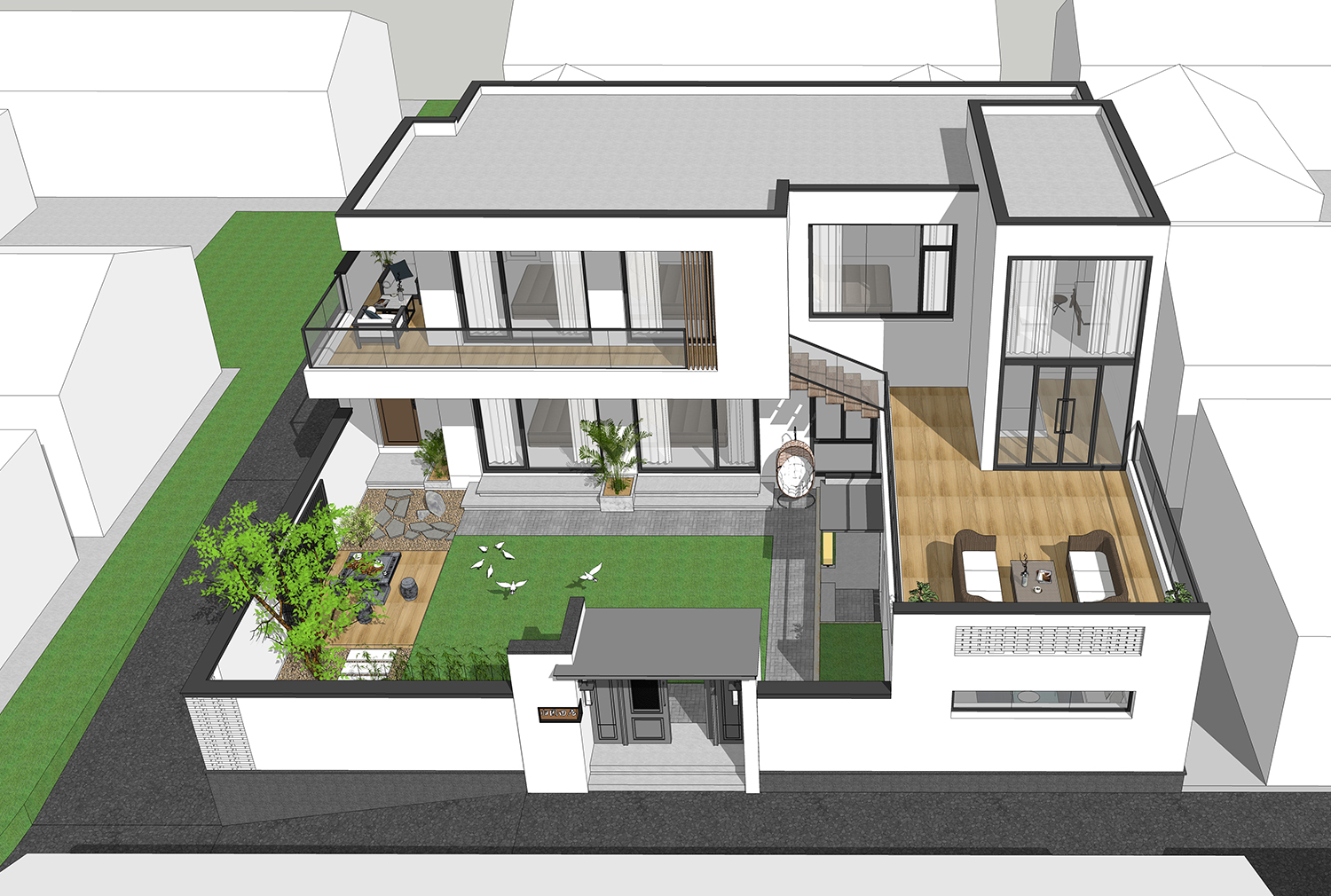 乡住免费图纸 土建造价参考43.6万,北京平谷二层现代风格别墅