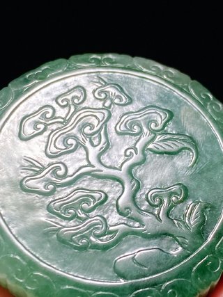 翡翠|清 老坑翡翠 飘绿 天保九如 玉?珮? 玉牌