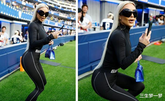 金·卡戴珊|卡戴珊陪儿子看球赛,极致臀腰比!留住4娃,家族未来赚钱工具