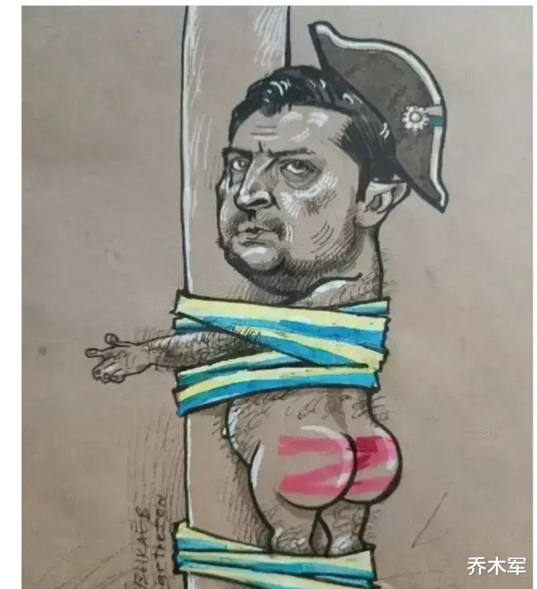 泽连斯基|漫画：泽基全身一无所有紧紧地抱着柱子！太牛了