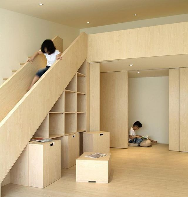 儿童房靠墙装个台阶，上方还有玩耍区，一个房间实现3个功能！