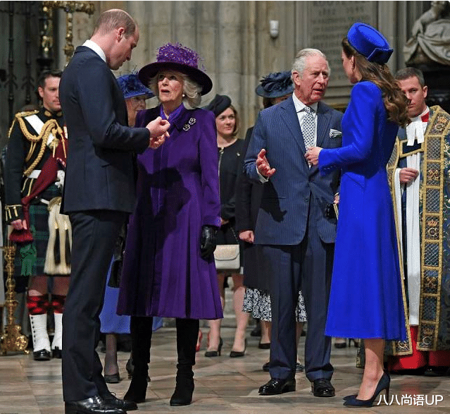 欧美明星|卡米拉被婆婆确定王后位后,穿着高贵紫色出镜,凯特向她行屈膝礼