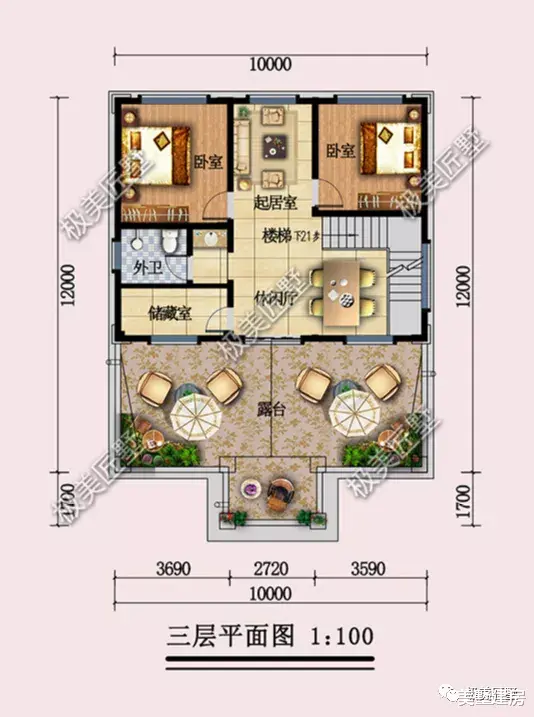 10X12米平屋顶三层别墅，美观实用，是你喜欢的吗