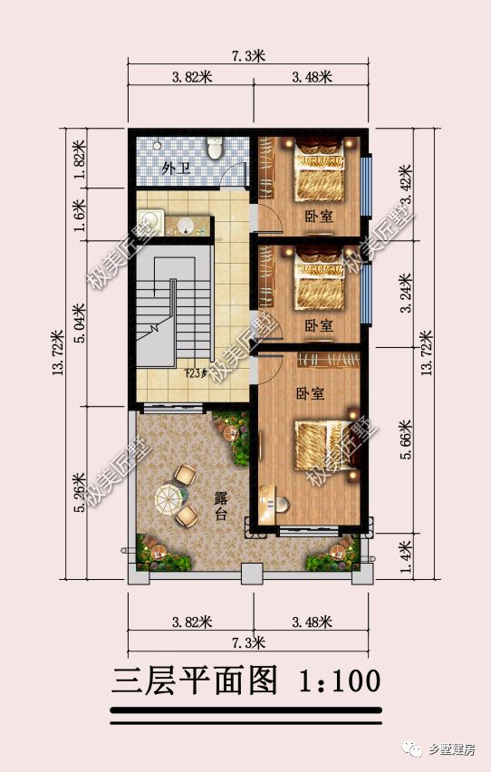 开间仅7.3米的自建房,外观简约大气,这个设计如何