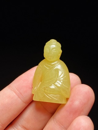 |清 和田玉 黄玉 玉人 挂件 把件