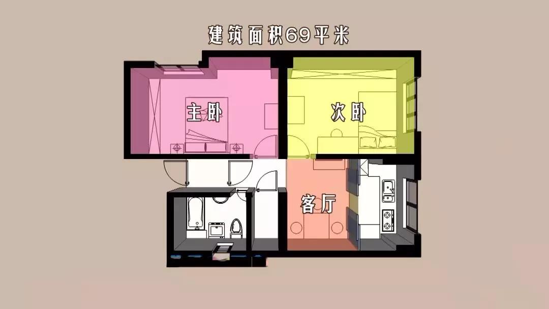 69㎡老房大改造!把客厅餐厅卧室合在一起,小家瞬间变得亮堂堂!