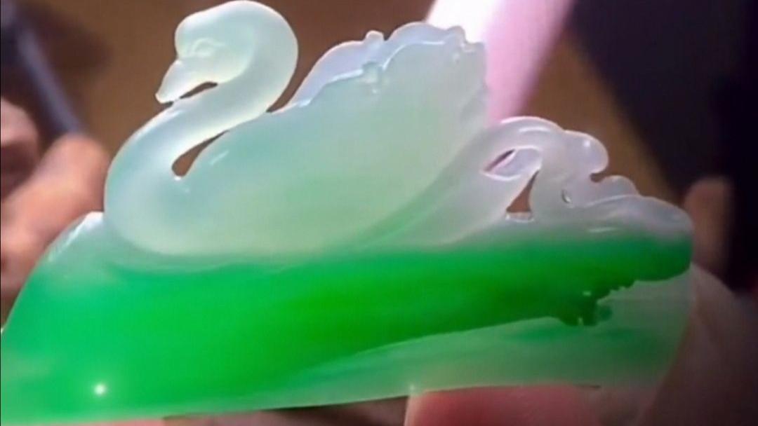 翡翠|天鹅几羽堪无趣，莲动波生扰梦开