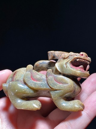 农村见闻|汉 和田玉籽料沁色 辟邪兽 玉辟邪