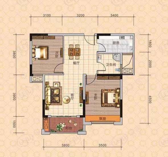82平温北欧风二居室，蓝色和木纹点缀着更充分的地域感