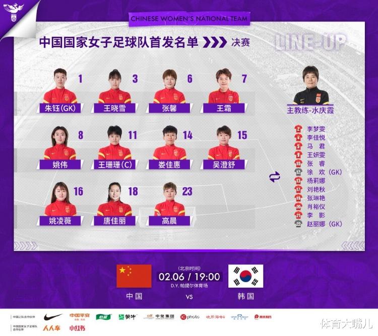 王霜|女足争冠战首发出炉：王霜领衔，锋线上留有诸多后手