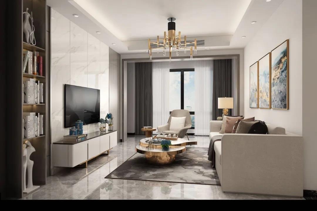 94平老房改造采用客厅全屋采用金属条装饰,精致感十足