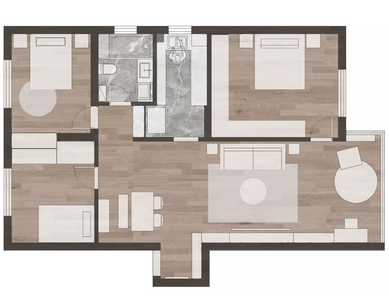 越来越多人喜欢将门套包到顶,看她103㎡家,清爽又温馨