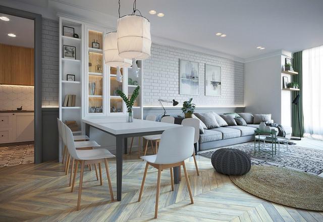 现代风格大户型设计，装修设计大气清新，薄荷绿装修色调超好看