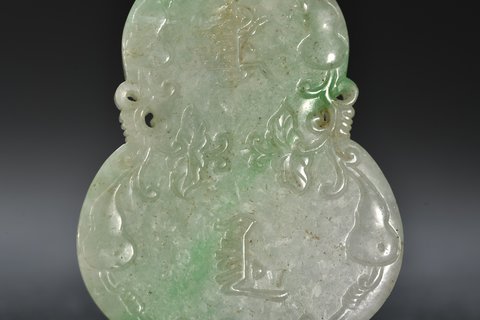 葫芦|晚清 老翡翠葫芦形斋戒牌