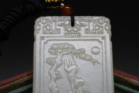 文玩|舊藏和田玉籽料“猴子捞月”文玩牌