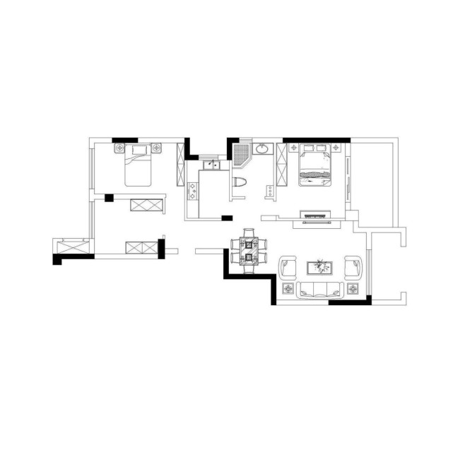 101平简约风二居室,收藏品摆设柜,造型别具一格