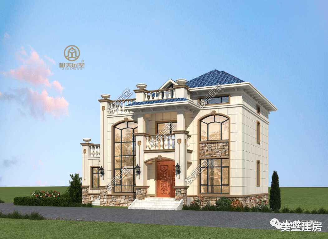 有偏房的三层设计,厨房还有土灶,农村建一栋再好不过