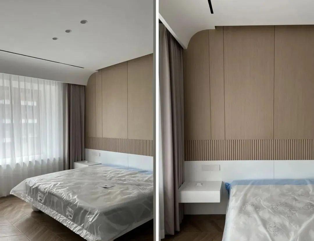 装修没必要一味留白,适当木饰面上墙,搭配灯带使用,高级感倍增!