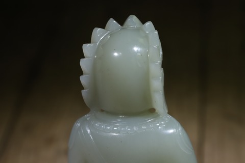 粉彩|舊藏和田玉“菩萨”座像