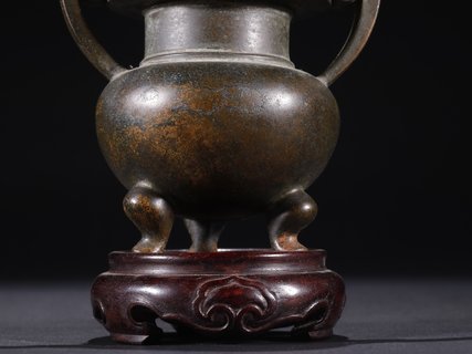 紫檀|晚清【老铜制 紫檀镶和田玉 香薰炉】