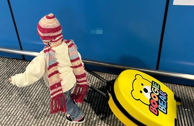 林峰|张馨月到上海探班林峰,女儿自己拉行李箱,被网友指责拉黑问题