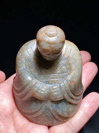 翡翠|汉 和田玉籽料 玉人 玉俑 席镇摆件