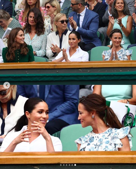 尊龙|王室妯娌三姐妹温网网球赛同台，梅根惨被凯特姐妹夹攻衣品惨败