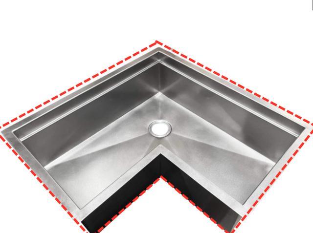 学到一个厨房妙招,不规则水槽如同双槽,装岛台拐角台面充分利用