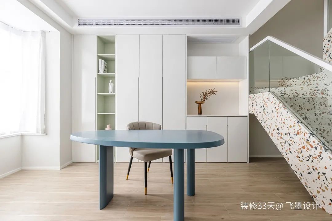 装修设计:147平清新绿色北欧三室跃层