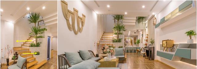 楼梯不装扶手,靠墙一侧用砖砌步入式花坛,一步一景,安全又美观