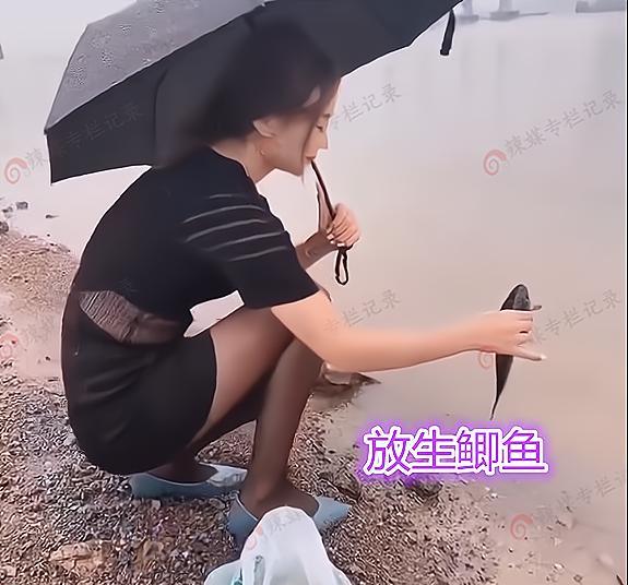 女网红菜市场买鲫鱼放生,打造善良人设,网友:遮不住伪善真面目