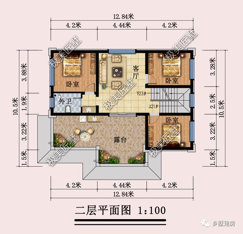 12.84X10.5米,别墅设计成这样最好看,谁看了都会羡慕