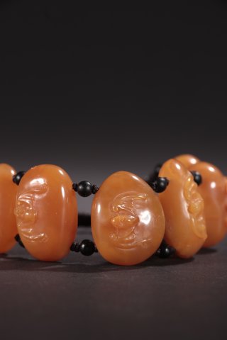 |旧藏-田黄石蝙蝠纹手串