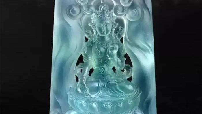 白度母|玉赏 ▏翡翠玉雕艺术创作——《白度母》