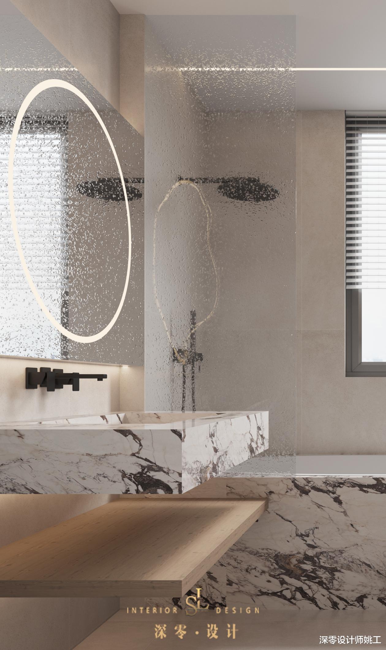 合肥-融创玖樟台150㎡三室,用岩板和线条把控细节,不浮夸不张扬