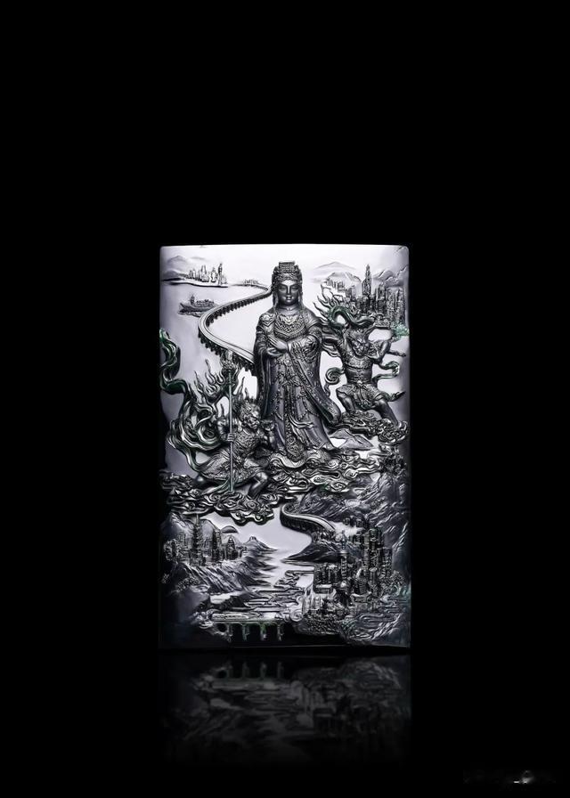 雕刻|邹万通墨翠雕妈祖,巴掌方牌装了整片东南