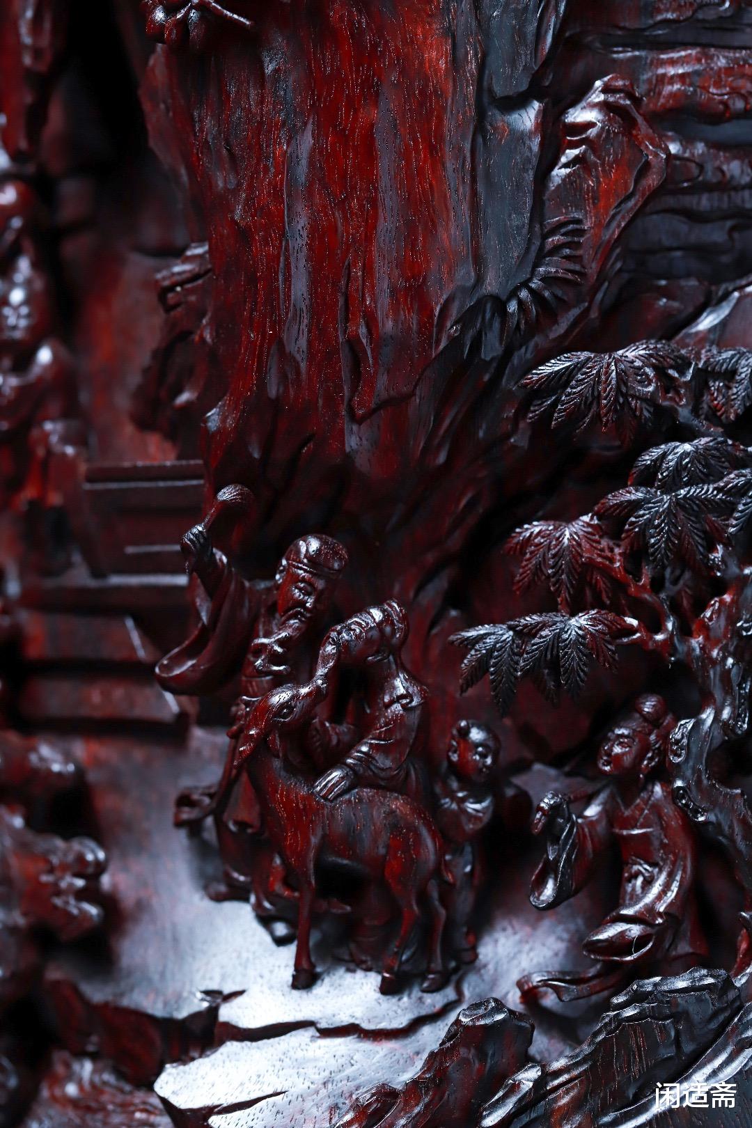 古钱币|文房珍藏重器,小叶紫檀,群仙祝寿笔筒