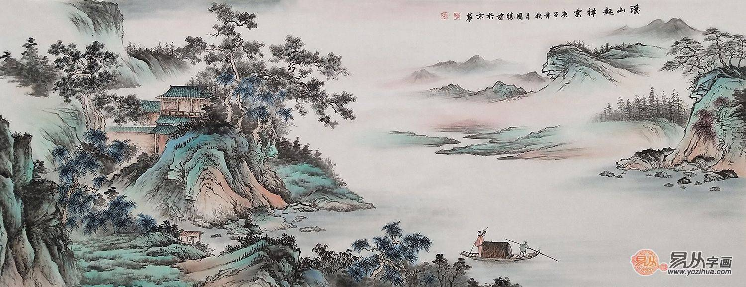 沙发背景墙挂画怎么选 古色古香的山水画和精美家居是绝配