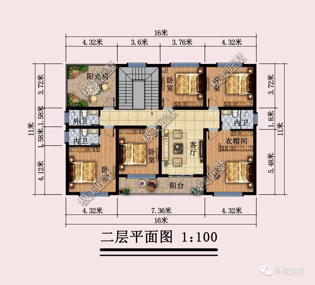 开间16米进深11米，新中式风格自建房，简约不失大气