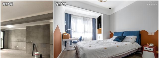 140将大横厅一拆为二，隔出间15儿童房，一儿一女都有地睡了