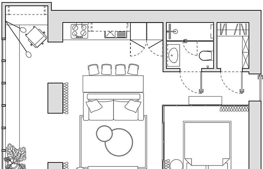 45㎡大开间的逆袭,森系与工业风的碰撞,这颜值炸了!