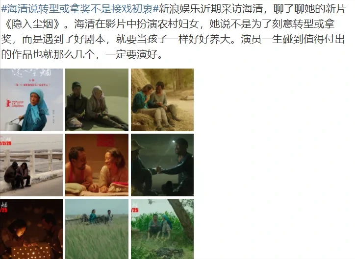 海清|鸡腿菇凉被使绊子?郑元畅被退货?海清说转型或拿奖不是接戏初衷