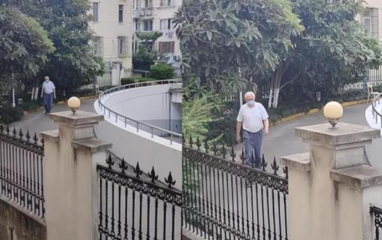 姚明|姚明父亲散步被偷拍，头发花白步伐超快，个子超2米十分抢镜