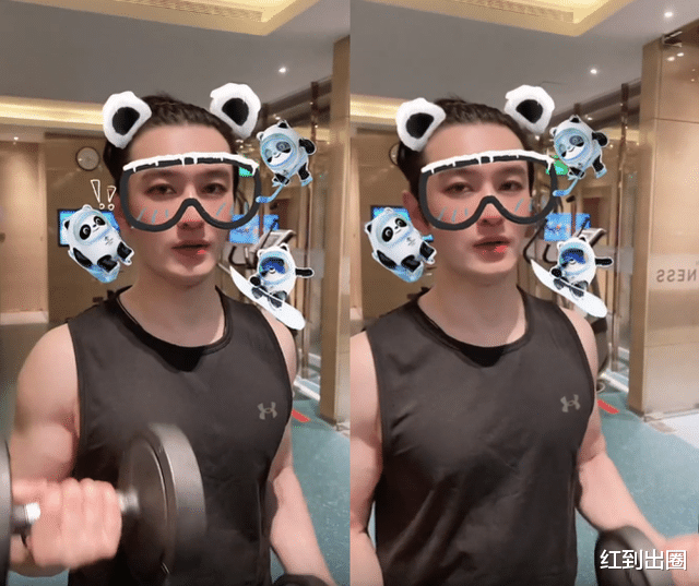 黄晓明离婚后心情好,和蒋欣健身露壮硕胸肌,前妻baby晒同款视频