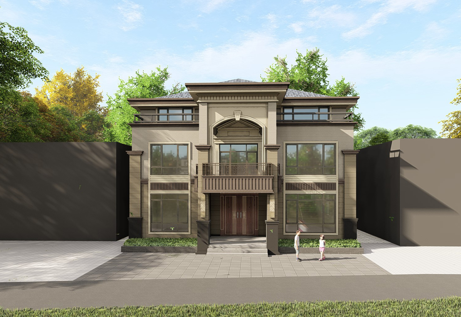 土建造价参考82万，面宽11.7m×进深13.5m 三层欧式风格别墅