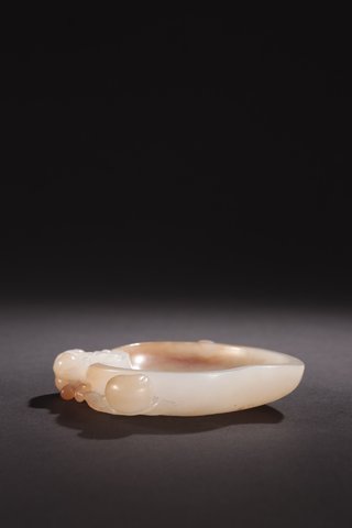 笔洗|清代-和田玉寿桃笔洗