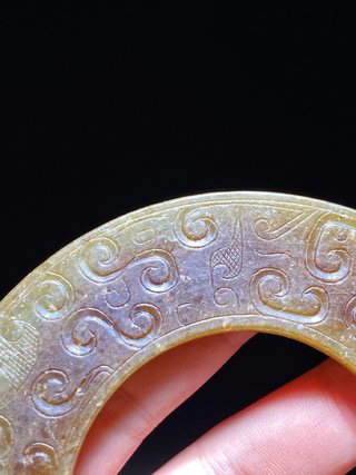 |春秋 和田玉青玉 云雷纹 玉环