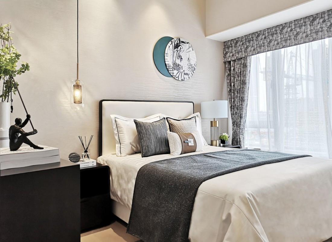 124平中式四居室在现代文明中体现东方气质,古典中又带着低奢