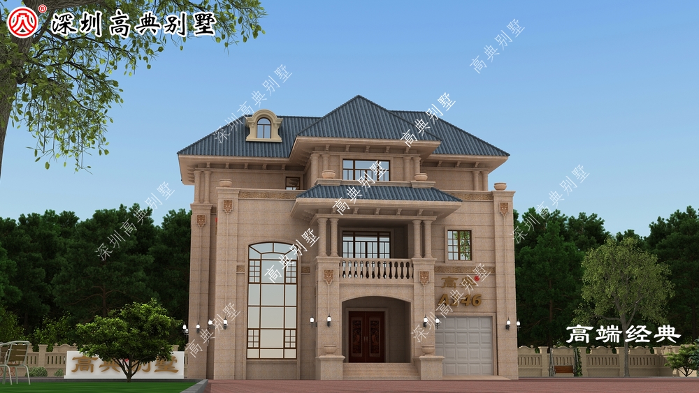 经典欧式石材3层别墅，不同占地面积，让选择更灵活
